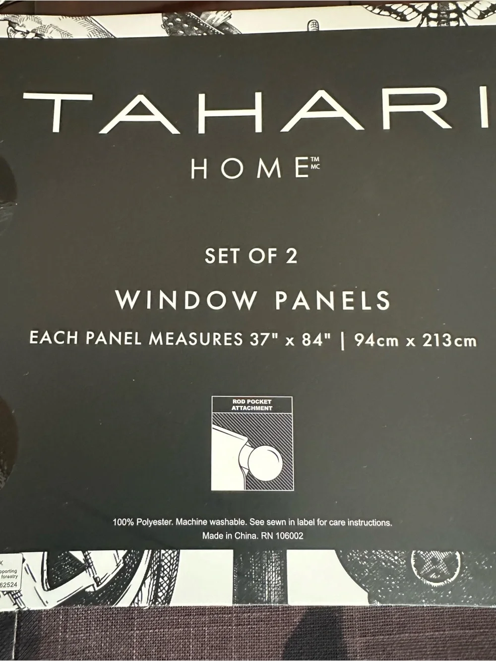 NWT 2 pc Tahari Window Panel Curtains Rod Pocket Halloween Ghost Spooky 37